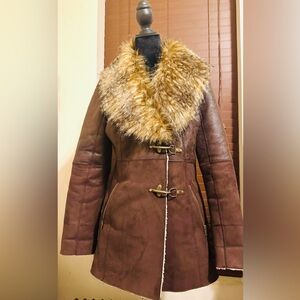 Jessica Simpson Y2K Suede/Faux Fur Penny Lane Coat